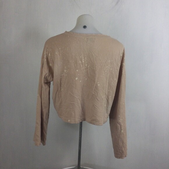 Anthropologie Postmark Womens Crop Sweatshirt Distress Splatter Top Peach SZ S - Picture 8 of 9